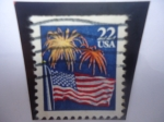 Sellos de America - Estados Unidos -  Bandera y Fuegos Artificiales - Serie: 1987/88.