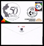 Stamps Colombia -  SOBRE PRIMER DÍA DE SERVICIO - CINCUENTA AÑOS DE LA COMUNIDAD ANDINA (CAN)