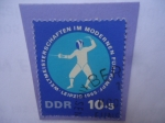 Stamps Germany -  DDR - Esgrima - Serie:Pentathlon - Leipzig 1965