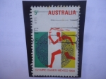 Stamps Australia -  Juegos Olímpicos de Verano 1968-Ciudad de Mexico- Corredor con Antorcha y Calendario Azteca