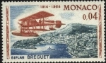 Stamps Monaco -  50 años del primer rally aéreo Monte Carlo. Biplano BREGUET.