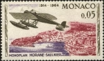 Stamps Europe - Monaco -  50 años del primer rally aéreo Monte Carlo. Monoplano MORANÉ-SAULNIER.
