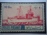 Stamps : Asia : Iran :  Postes Persanes- Cañonera "Palang" - 10° Aniversario de la toma del poder por Reza Shah Palavi (1878