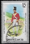 Stamps Saint Lucia -  Soldado raso, 2º Regimiento de las Indias Occidentales