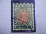 Stamps : Asia : Iran :  Postes  Persanes - Irán-León Heráldico en un Oval.