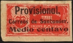Sellos de America - Colombia -  Timbre Departamental de Santander. Sobreimpreso provisional Correos.