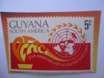 Stamps : America : Guyana :  paz- UN (Naciones Unidas) - 25 Aniv de las Naciones Unidas- Guyana, Sur América.