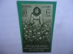 Stamps Egypt -  CICC- Congreso Internacional de Algodón - Cembrado y Mujer Recolectora de Algodón