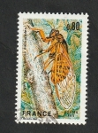 Stamps France -  1946 - Cigarra roja, Tibicina haematodes