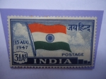 Stamps India -  Bandera Nacional - Serie: Independencia - 15 de Aug. 1947.