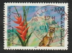 Stamps France -  3055 - Parque Guadalupe, Volcán Soufriere, flor y ratón