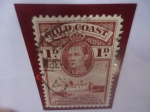 Stamps Ghana -  Gold Coast (Ghana) - Costa de Oro - King George VI- Christianborg Castle , ACCRA - I penique