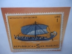 Stamps San Marino -  Buque Mercante Egipcio, año 2000 a.C Barcos Históricos.