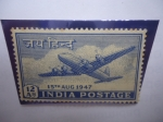 Sellos de Asia - India -  Duglas DC 4 - 15Th 1947 - Serie:Independencia.