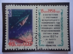 Stamps Russia -  URSS- Tercer Sputnit Sovietico - Lanzamiento del Sputnik- Espacio Exterior-Viajes Espaciales.
