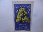 Sellos de Africa - Egipto -  UAR- Unesco- Save Abu Simbell-Queen Neferfari -Serie: Salvar los Monumentos de Nubia Campaign.