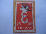 Stamps Italy -  Europa 1958 - Paloma sobre la letra 
