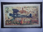 Stamps Spain -  Ed: 2059 - 50 Aniversario del Correo Aéreo Español- Havilland DH-9 volando sobre Sevilla.