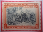 Stamps : America : Honduras :  V Centenario Isabel la Católica-500 Años del Nacimiento de Isabel I de Castilla (1451-1951)-Descub