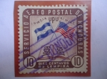 Stamps : America : Honduras :  Banderas de Honduras y Estados Unidos - 18 años Instituto de Cultura Interamericana, 1939-1957.