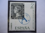 Stamps Spain -  Ed: 2033 - Día Mundial del Sello 1971 - Sello del año 1850, dentro de otro Sello.
