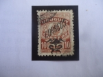 Sellos de America - Uruguay -  Sello Sobrestampado (1946) - Correo Postal-Emblema. )