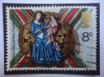 Stamps United Kingdom -  Navidad 1974- Iglesia de Santa Maria (1350)- Ottory St. Mary, Reino Unido
