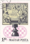 Sellos de Europa - Hungr�a -  Jugadores de ajedrez Grabado de cobre del siglo XVII por Selenus
