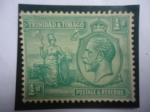 Stamps Trinidad y Tobago -  Estatua:Britannia Diosa Romana y King George V - Serie: King George V y Britannia.