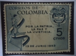 Sellos de America - Colombia -  Por la Patria la Paz y la Justicia (13.6.1953)- Serie: Genaral Gustavo Rojas Pinilla.