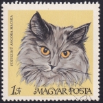 Stamps : Europe : Hungary :  gato persa color gris