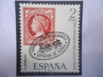 Sellos de Europa - Espa�a -  Ed:1974- Día Mundial del Sello- Sello (1860) dentro de otro Sello y matasello de cancelado.