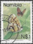 Stamps : Africa : Namibia :  mariposas