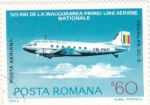 Stamps Romania -  50 ANIV.INAUGURACIÓN PRIMERA LINEA AÉREA NACIONAL