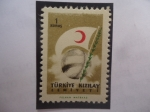 Stamps Turkey -  Media Luna Roja-Sociedad-Globo,Bandera y Rama-Serie:Sociedad de la Media Luna Roja, 1958.