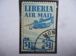 Stamps : Africa : Liberia :  Liberia, Air Mail - Hidroavión 
