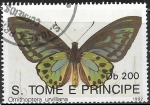 Sellos del Mundo : Africa : Santo_Tom�_y_Principe : Mariposas - Ornithoptera urvilliana