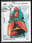Stamps Cambodia -  Juegos Olímpicos de Invierno - Descenso en trineo.
