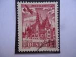 Stamps Poland -  Ayuntamiento Wroctaw - Avión sobre Edificaciones Históricas.