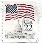 Sellos de America - Estados Unidos -  Bandera sobre el Capitolio