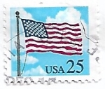 Stamps United States -  Bandera sobre cielo con nubes