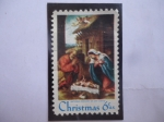 Stamps United States -  Christmas 1970 - Nacimiento del Niñi- Oleo del Italiano: Lorenzo Lotto (1480-1557)-Galería Nacional 