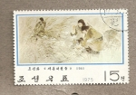 Stamps North Korea -  La siembra por miembros de los equipos