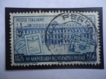 Sellos de Europa - Italia -  80 Anniversario del Risparmio Postale 1876-1956 - Palacio de las Cajas de Ahorro Postales-Roma.