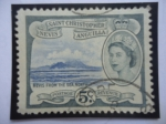 Sellos de America - San Cristbal y Nevis -  Nevis-Nevis from the sea north- serie: Queen Elizabeth II (1954/57)- San Cristóbal-Anguilla