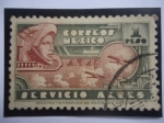 Stamps Mexico -  Hombre Aguila y avión - Etnia e Historia e Hitos.