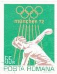 Stamps Romania -  OLIMPIADA MUNICH'72 lanzamiento de disco