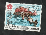 Stamps Qatar -  Los pescadores de Toyahama, Honor a los dioses oceánicos