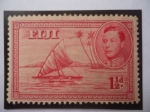 Stamps Fiji -  Canoa - King George VI- Rep. de FIJI - País Insular de Oceanía en Oc. Pacífico.