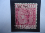 Stamps : Europe : Gibraltar :  Queen Victoria - Serie:1889-1896-Valor de 10 céntimo español.)
